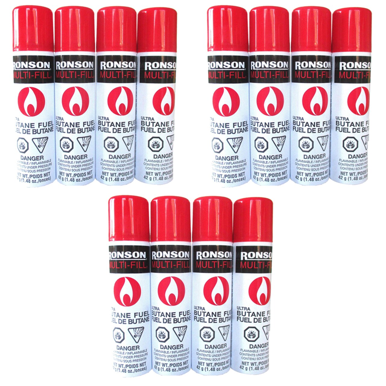 Ronson 1.48 oz Multi-Fill Ultra Butane Fuel 42 g Lot of 4 (pack of 3)